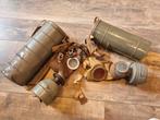 WOII 2x gasmaskerbus gasmasker Belgie, Ophalen of Verzenden, Landmacht, Overige gebieden