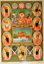 Originele India poster van tien sikh goeroes das Guru, Gebruikt, A1 t/m A3, Rechthoekig Staand, Verzenden