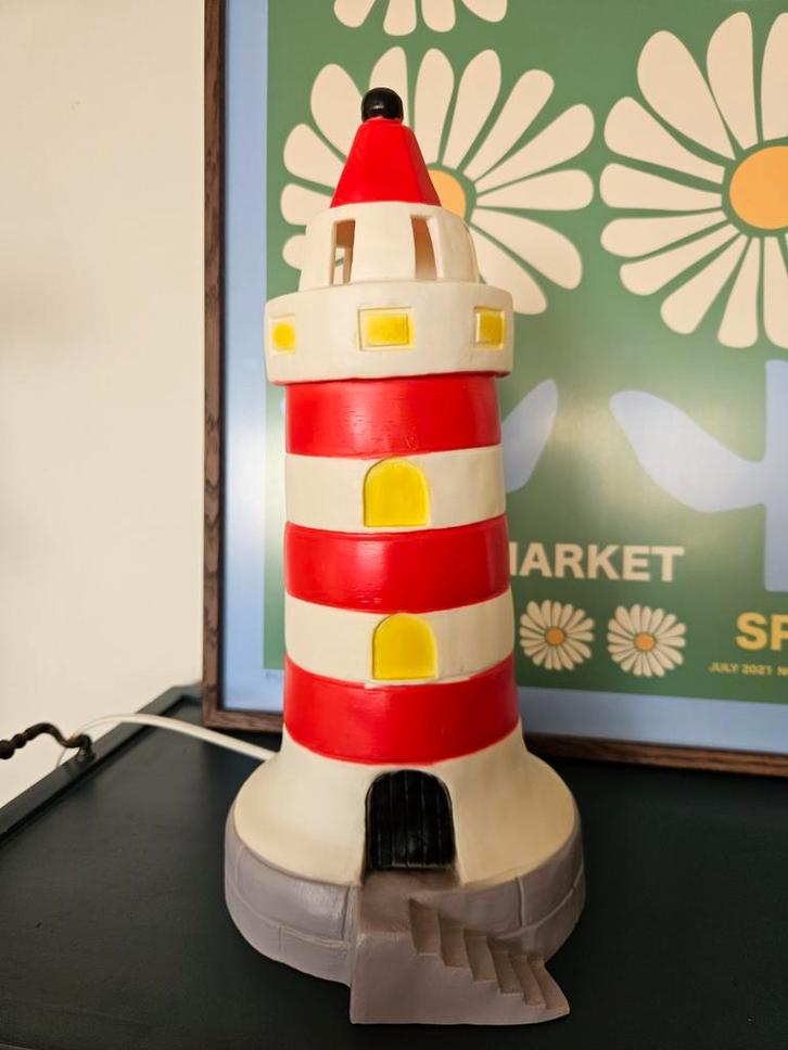 Sfeervolle vintage Heico Vuurtoren Lamp – Rood/Wit, Kinderen en Baby's, Kinderkamer | Inrichting en Decoratie, Zo goed als nieuw