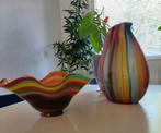 Decoratieve glazen schaal en vaas, Gebruikt, Overige kleuren, Ophalen of Verzenden, Glas