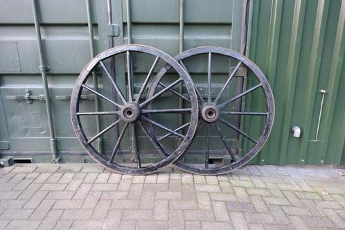 Wagenwielen, houten karrewiel, set van 2, ø 114 cm. KIJK NU!, Antiek en Kunst, Curiosa en Brocante, Ophalen of Verzenden