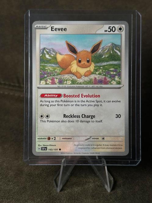 Eevee #143 143/191 (Pokemon Surging Sparks), Hobby en Vrije tijd, Verzamelkaartspellen | Pokémon, Nieuw, Losse kaart, Ophalen of Verzenden