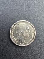 Willem III Dubbeltje 1887 Prachtig, Koning Willem III, Zilver, Ophalen of Verzenden, 10 cent