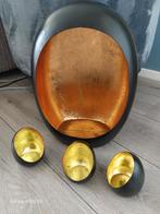 Decoratieve zwarte schaal ei  met gouden accenten, Ophalen of Verzenden