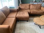 Complete zithoek (2,5 en 2 zitsbank, stoel en hocker) cognac, Huis en Inrichting, Ophalen, Gebruikt, Stof