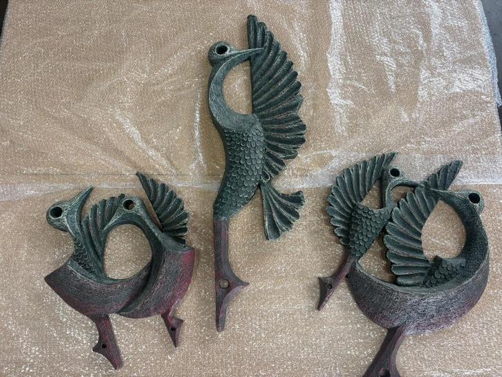 Set of 3 vintage wall sculpture abstract birds 1960, Huis en Inrichting, Woonaccessoires | Wanddecoraties, Zo goed als nieuw, Ophalen of Verzenden