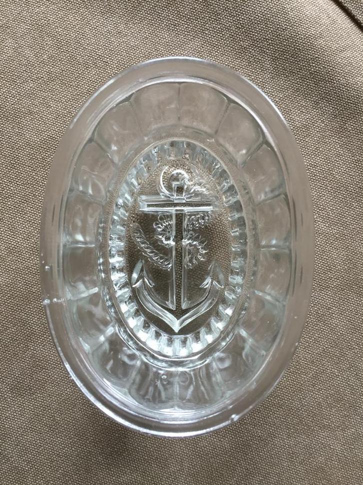 Ovale Glazen Puddingvorm - Geperst Glas, Antiek en Kunst, Antiek | Glas en Kristal, Ophalen of Verzenden