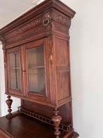Antieke Eikenhouten Vitrinekast zg Mechelse jachtkast, Huis en Inrichting, Ophalen, Gebruikt, 200 cm of meer, Eikenhout
