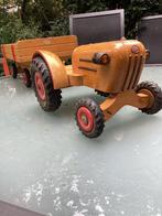 Houten Tractor met Aanhanger - Vintage Speelgoed, Ophalen of Verzenden