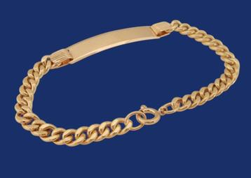 18 karaat Gouden Cuban Gourmetschakel Armband Naamplaat beschikbaar voor biedingen