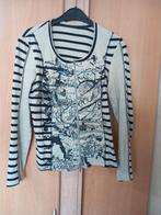 Gestreepte vest met print - Maat M, Ophalen of Verzenden, Gedragen, Maat 38/40 (M), Beige