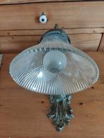 Koperen wandlamp met kristallen kap, Antiek en Kunst, Ophalen of Verzenden