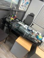 Glastafel te koop, Huis en Inrichting, Ophalen of Verzenden, Gebruikt, Bureau