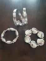 Zilverkleurige armbanden 3-delig., Ophalen of Verzenden, Zilver, Staal