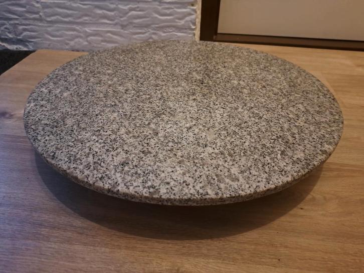 Marmeren draaiplateau met houten voet - 52 cm, Huis en Inrichting, Woonaccessoires | Dienbladen, Gebruikt, Overige materialen