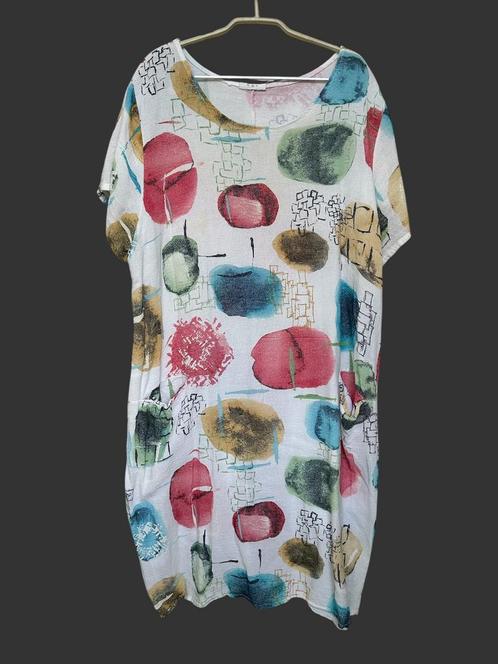 Made in Italy Jurk Maat 6 Wit Retro Print Zomer Midi, Kleding | Dames, Grote Maten, Zo goed als nieuw, Jurk, Wit, Verzenden
