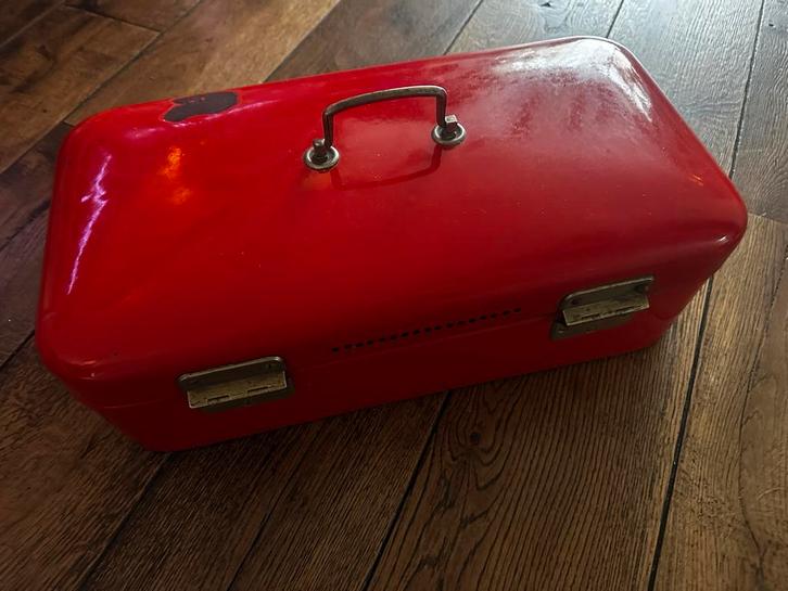Vintage Emaille Broodtrommel - Rood, Antiek en Kunst, Antiek | Emaille, Ophalen