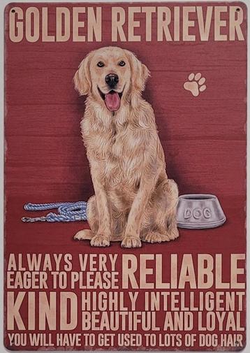 Golden Retriever hond eigenschappen reclamebord van metaal  beschikbaar voor biedingen