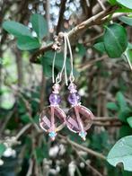 Oorbellen Malina swarovski kristal-amethist facet zilver, Ophalen, Hangers, Met edelsteen, Nieuw