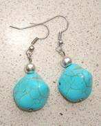 Oorbellen van turquoise natuursteen, Info.adorabeads@gmail.com, Overige materialen, Adorabeads, Blauw