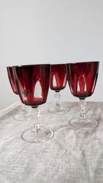 Gekleurde Retro Vintage bordeaux rood Franse glazen, Ophalen of Verzenden, Zo goed als nieuw