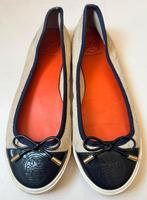Tory Burch Ballerina's Beige/Navy - Maat 38, Kleding | Dames, Beige, Zo goed als nieuw, Tory Burch, Ballerina's