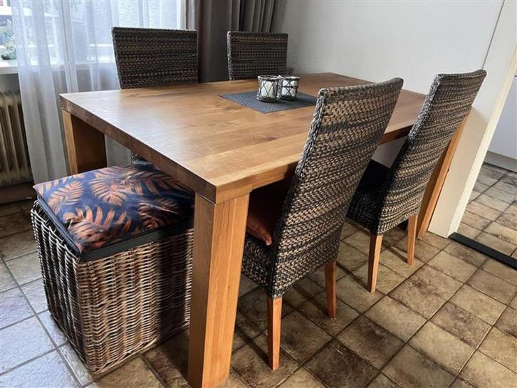 Solid oak table dining set, Huis en Inrichting, Tafels | Eettafels, Zo goed als nieuw, 50 tot 100 cm, 150 tot 200 cm, Vier personen
