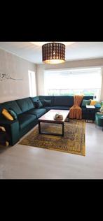 Luxe groene velvet hoekbank – XL 350x330 – waterafstotend, Huis en Inrichting, Ophalen of Verzenden, Zo goed als nieuw, Stof