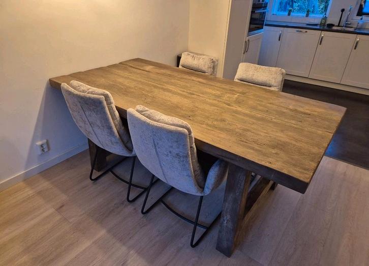 Stoere eiken kloostertafel - 200x100 cm, Huis en Inrichting, Tafels | Eettafels, Ophalen