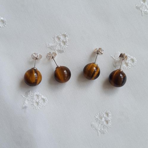 Tijgeroog edelsteen oorknopjes, Sieraden, Tassen en Uiterlijk, Oorbellen, Nieuw, Knopjes of Stekers, Overige materialen, Bruin