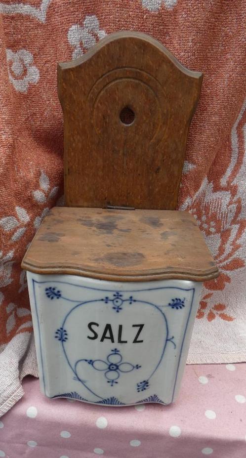 oude zoutbak/ zoutpot porselein/ voorraadbak Saksisch, Antiek en Kunst, Antiek | Keukenbenodigdheden, Ophalen of Verzenden