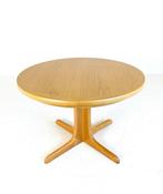 Vintage veelengbare eettafel ‘70, Vintage retro buisframe design rotan webbing papercord deens, Rond, Ophalen of Verzenden, Zo goed als nieuw