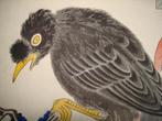 Antique Chinese painting on silk black bird & foliage, China, Antiek en Kunst, Ophalen of Verzenden