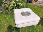 Koopje! Designer wit leren poef/hocker van Willi Schillig, Huis en Inrichting, Ophalen, 100 tot 125 cm, Leer, Zo goed als nieuw