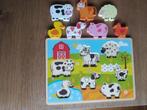 Houten Boerderij Puzzel - Dieren, 2 tot 4 jaar, 10 tot 50 stukjes, Ophalen of Verzenden, Zo goed als nieuw