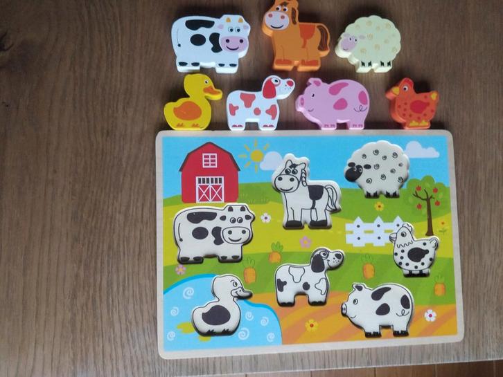 Houten Boerderij Puzzel - Dieren, Kinderen en Baby's, Speelgoed | Kinderpuzzels, Zo goed als nieuw, 2 tot 4 jaar, 10 tot 50 stukjes