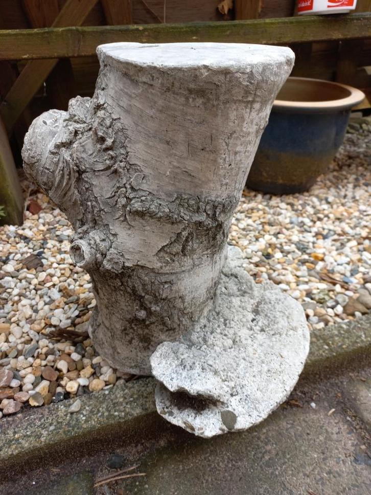 Betonnen Tuinornament - Boomstam met Paddestoelen, Tuin en Terras, Tuinbeelden, Gebruikt, Overige typen, Beton, Ophalen