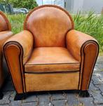 2 schapenleren fauteuils + BEZORGING GRATIS, Gebruikt, Art deco, Ophalen of Verzenden, Hout