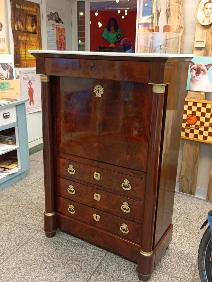 Antieke Empire Mahonie Secretaire, Antiek en Kunst, Antiek | Meubels | Kasten, Ophalen of Verzenden