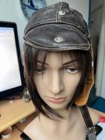 bruine leren motor/solex/vliegers helm helm, Ophalen of Verzenden