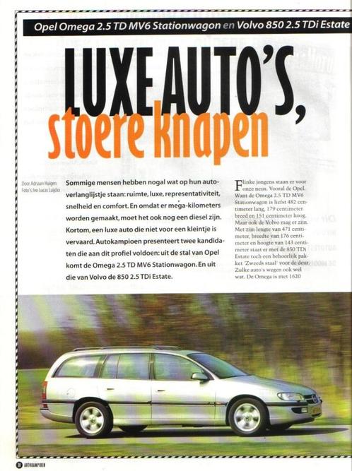 Autokampioen dubbeltest Opel Omega MV6 en Volvo 850 2.5, Boeken, Auto's | Folders en Tijdschriften, Gelezen, Ophalen of Verzenden