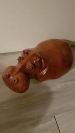 Wooden hand carved hippo nijlpaard afrika, Antiek en Kunst, Kunst | Beelden en Houtsnijwerken, Ophalen