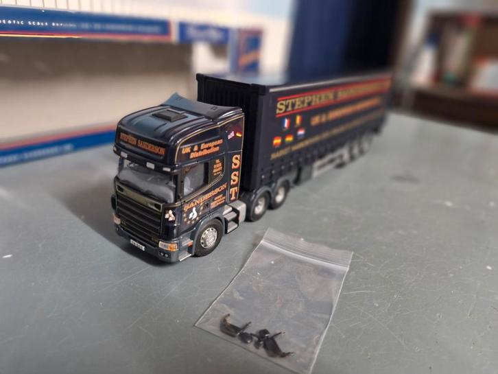 Scania topline met huiftrailer, Hobby en Vrije tijd, Modelauto's | 1:50, Zo goed als nieuw, Bus of Vrachtwagen, Corgi, Ophalen of Verzenden