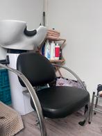 Kappersstoel met wasbak, Huis en Inrichting, Stoelen, Gebruikt, Zwart, Ophalen of Verzenden, Metaal