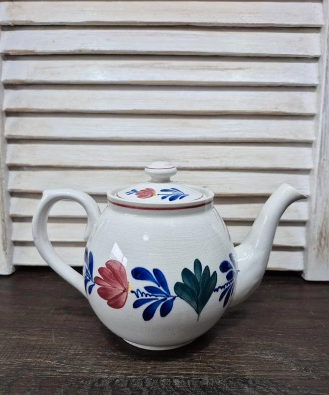 Antieke Boerenbont theepot, Société Ceramique Maastricht, Antiek en Kunst, Antiek | Keramiek en Aardewerk, Ophalen of Verzenden