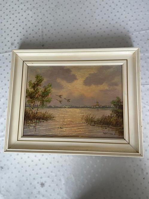 Mooi landschap schilderij op doek van H Hermans, Antiek en Kunst, Kunst | Schilderijen | Klassiek, Ophalen