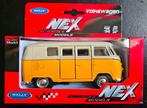 Welly VW volkswagen T1 bus klapdeuren geelwit, Hobby en Vrije tijd, Modelauto's | Overige schalen, Nieuw, Bus of Vrachtwagen, Ophalen of Verzenden