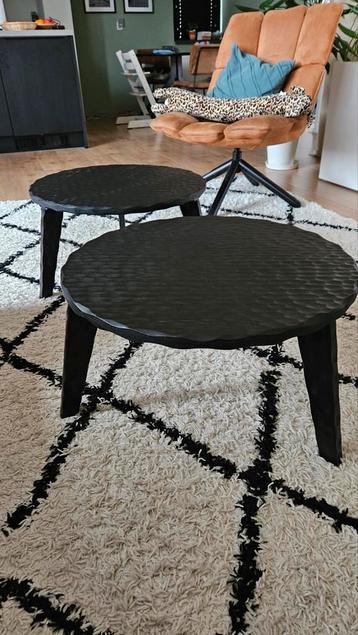 2 salontafels, zwart, rond, 60cm, incl. bescherming
