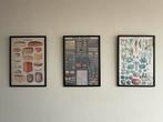 3 zwarte fotolijsten, inclusief posters, Huis en Inrichting, Woonaccessoires | Lijsten, Ophalen, Hout, Minder dan 50 cm
