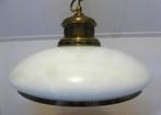 MOOI  GROTE HANGLAMP MET WIT OPELINE KAP, Klassiek, Ophalen of Verzenden, Zo goed als nieuw, Glas